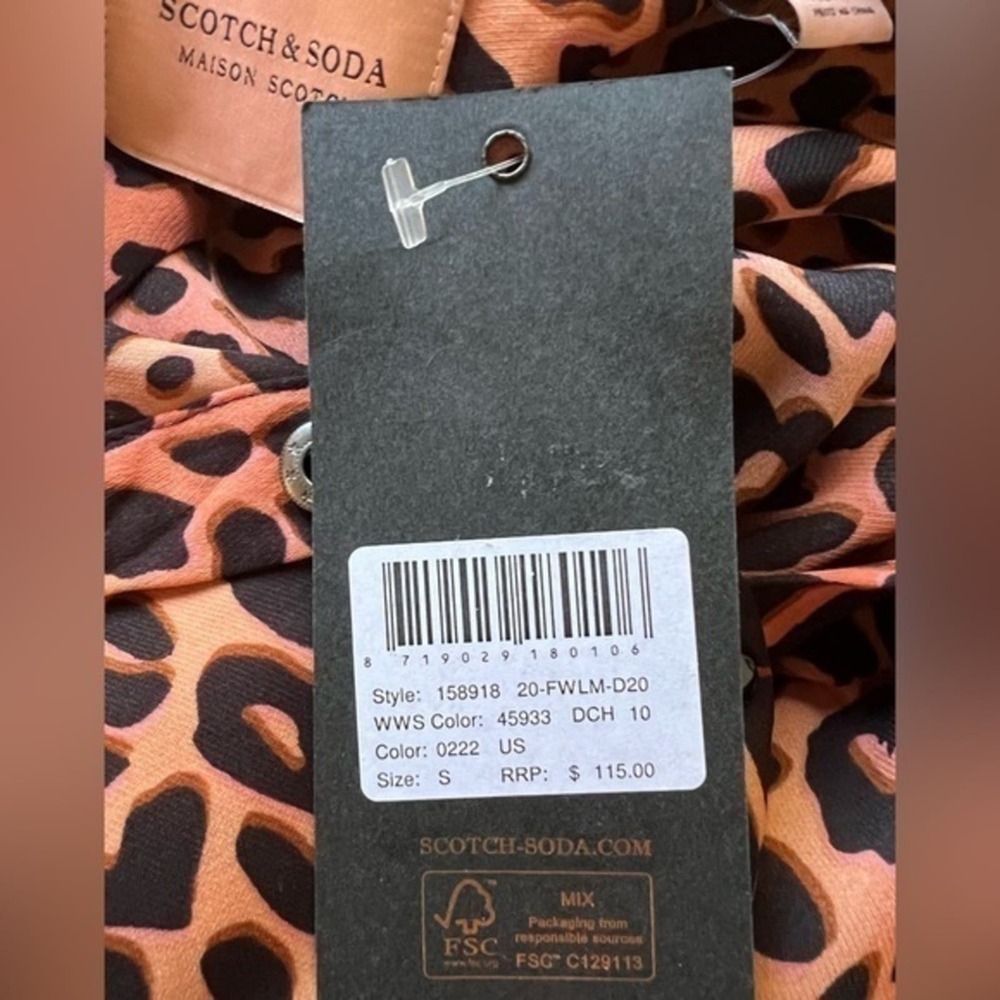 Scotch & Soda Starwatcher Leopard Animal Print Button Up Shirt Size S NWT - Picture 7 of 8